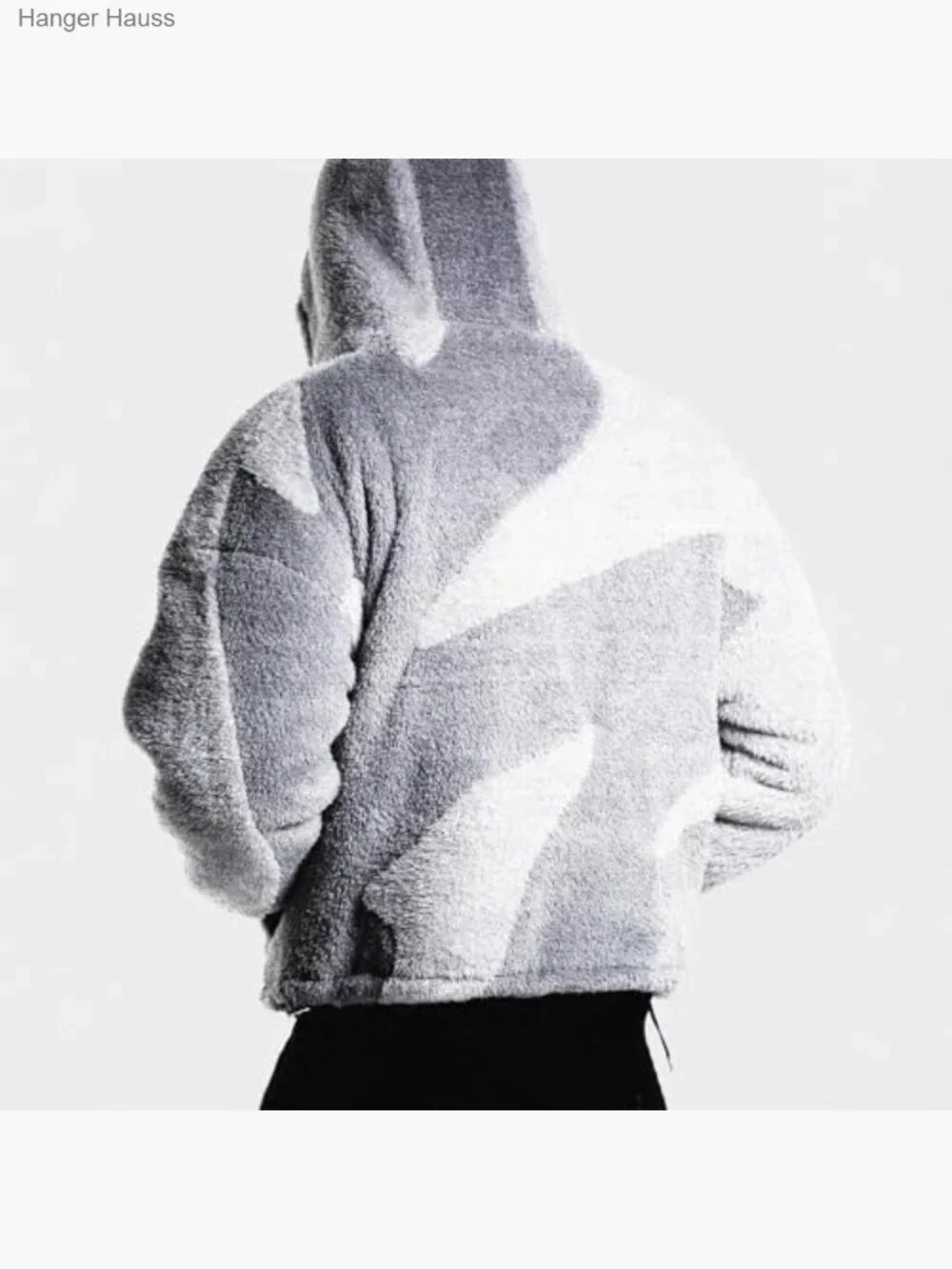 Fleece Hooded Jacket Zip Up Patchwork Streetwear Unisex Fluffy Sweatshirt_4